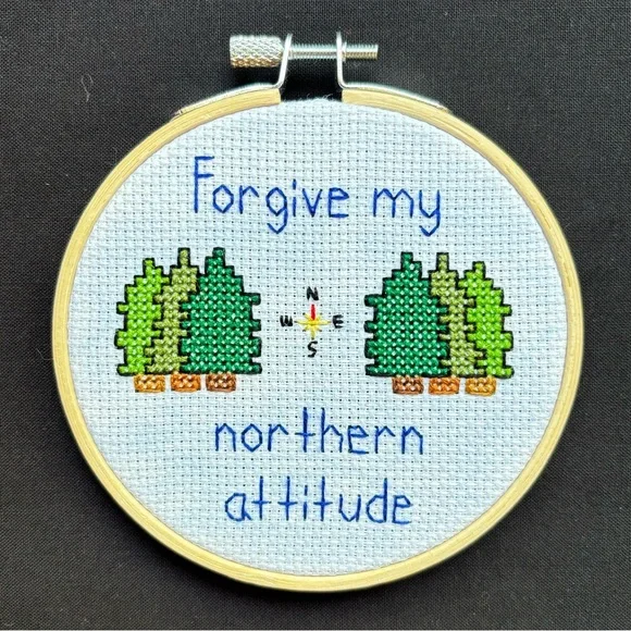 Noah Kahan “Northern Attitude” Lyrics 4-Inch Wooden-Framed Cross Stitch - Picture 2 of 6